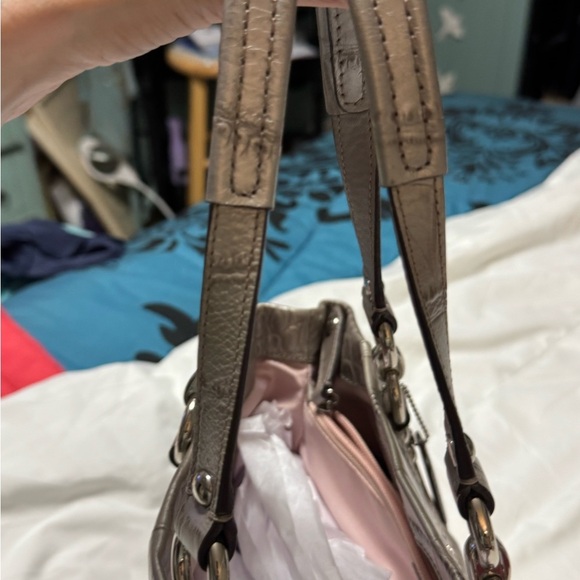Coach Silver Croc-Embossed Women's Bag - Picture 9 of 13